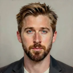 Ryan Gosling with two noses, portrait painting