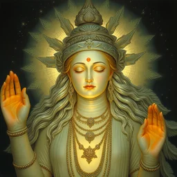 detailed potrait of faceless hindu goddes, painting by james jean, craig mullins, j. c. leyendecker, lights, art by ernst haeckel, john william godward, hammershøi