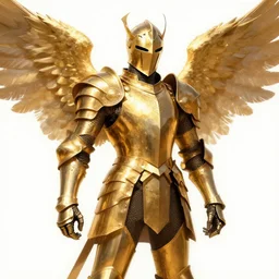 knight in golden shiny armor with wings concept art by Daniel Dociu detailed