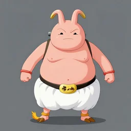 a award winning half body portrait of majin buu, outrun, vaporware, shaded flat illustration, digital art, trending on artstation, highly detailed, fine detail, intricate, sensual, elegant, seductive