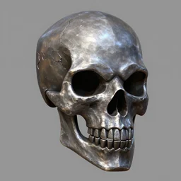 tusked damaged brushed metal skull mask, stylized stl, 3 d render, activision blizzard style, hearthstone style, darksiders art style