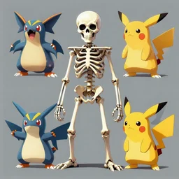 concept art of a skeleton - themed brand new pokemon, 4 k