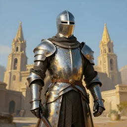 knight, temple, fantasy, painting, ultra realistic!!!, clear weather, golden hour, sharp focus
