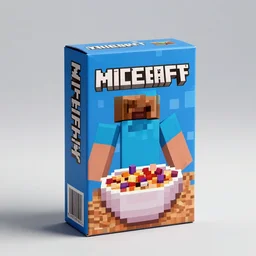 minecraft cereal box, dslr photo, 4k, studio lighting