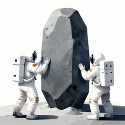 a beautiful artwork illustration, astronauts discover a giant obsidian monolith on the moon, by rutkowski and charlie bowater, featured on artstation, wide angle, vertical orientation