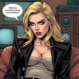 detailed, graphic novels, clayface is copying blond female model in the tv