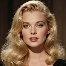 stunning award - winning portrait by sarah moon of a beautiful young feminine blonde woman with delicate features. vintage hollywood glamour. long shiny wavy glam hair. fashion makeup. vogue. fashion photography. sharp focus. canon 5 0 mm.