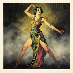 ( ( strong dither ) ), illustrated portrait a woman like reol, retro art deco, dynamic pose, colorful, moody, ( ( victo ngai ) ), mads berg, detailed, dynamic composition, wide angle, matte print, fog, dramatic lighting, halftone, risograph