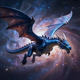 single large blue dragon flying through nebula, 8k, in style of artgerm