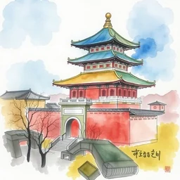 beijing, watercolor