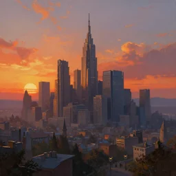 The City of Asgard at sunset in the style of Sylvain Sarrailh,  beautiful digital art, cinematic composition, detailed, concept art, Matt painting, oil painting, high res