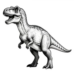trex dinosaur, symmetrical, accurate detail, graphic art, line art, vector art