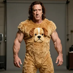 nic cage in a puppy suit, nic cage is buff, digital photography