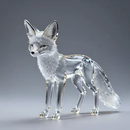 Glass fox, transparent, studio lighting, professional photography