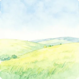 landscape, gentle gradients, bright pastel watercolour and pen, by shomei yoh