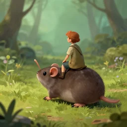 a tiny person riding a mole, fantasy, d & d, trending on artstation