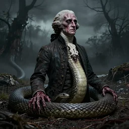george washington as a serpent, body horror, creepy, dark