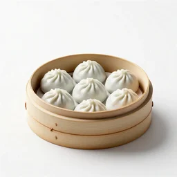 porcelain dim sum basket, clean 3d render, octane render, isolated on a pure white background, centered, entire object in frame, sharp focus, soft studio lighting