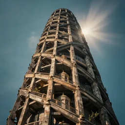a photo of the Babel Tower, cinematic, 8k HDR, highly detailed, high quality, godrays, hyperrealistic