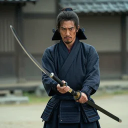movie still frame, samurai with 3 swords