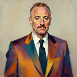 saul goodman in colorful suit, painting by jc leyendecker!!, angular, brush strokes, painterly, vintage, crisp