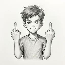 gigachad benediction pose, two raised fingers, pencil art
