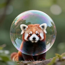( soap bubble ) ( ( ( ( red panda ) ) ) ), ( soap bubble ) resembles a ( ( ( ( red panda ) ) ) ), digital art, realistic, octane render, professional, high quality, dof, bokeh