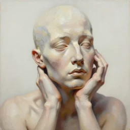 highly detailed and textured painting of a deformed anatomical portrait, emotionally expressive, artistic pose, highly detailed impasto oil painting, soft light 1 6 k, red, yellow and purple colour palette, cinematic composition, cinematic lighting, sharp focus, masterpiece by adrian ghenie and jenny saville and alphonse mucha and gustav klimt