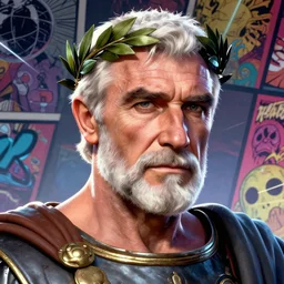 portrait of old sean connery as a roman emperor, white hair and beard, laureal wreath, mattepainting concept blizzard pixar maya engine on stylized background splash comics global illumination lighting artstation, sharp focus, lois van baarle, ilya kuvshinov, rossdraws