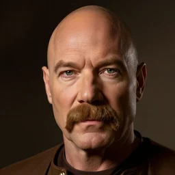 a detailed portrait of Jean-Luc Picard with a huge bushy moustache