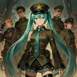portrait of a communist miku hatsune, epic, tragic, military art, fantasy, dieselpunk, hd shot, digital portrait, beautiful, artstation, comic style, by artgerm, guy denning, jakub rozalski, magali villeneuve and charlie bowater