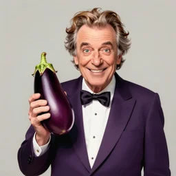 gene wilder as the eggplant man, holding an eggplant, digital art