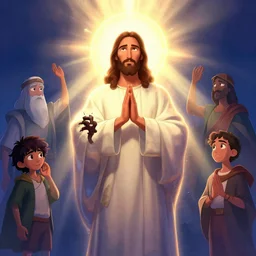 shia labeouf as jesus, holy rays of spiritual light, worship, pixar style, shaded lighting poster by magali villeneuve, artgerm, jeremy lipkin and michael garmash, rob rey and kentaro miura style, trending on art station