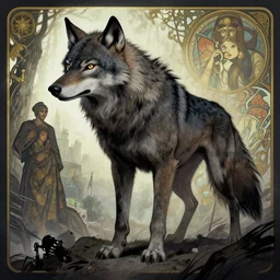a male werewolf, illustration, thriller atmosphere, art by artgerm and greg rutkowski and alphonse mucha