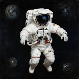 beautiful renaissance painting of an astronaut floating in space