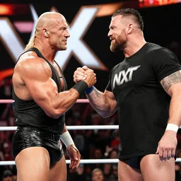 triple h shaking hands with paul levesque, nxt signee, wwe, photo op