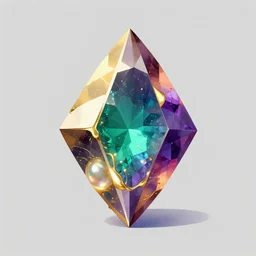 amethyst gemstone prism multicolor gold liquid emeraud pearl quartz saphir grenat fluorite stylized digital illustration video game icon global illumination ray tracing advanced technology