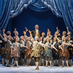 polovstian dances and chorus, winter blue drapery, very light snow, icicles, stoic, light dust, magnificent, hyperdetailed, theatrical, close up, masterpiece, painted by jean honore fragonard and greg rutkowski