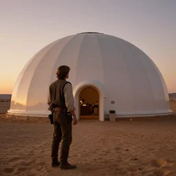 film still Luke skywalker watches tatooine binary sunset moisture farm dome house