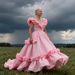 picture of joe biden in a dress, pink frills