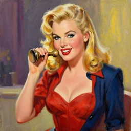 A gil elvgren pin-up painting of Magnus Carlsen