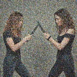 Two women fighting with knifes