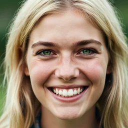portrait of a pretty eskimo woman, large green eyes, smiling with an open mouth, showing her shining white teeth, photograph by steve mccurry