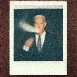 blurry Polaroid image of Joe Biden vaping