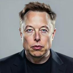 painting of a bald person with the face of elon musk