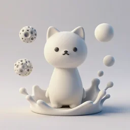 ebay product, cute miniature resine figure, High detail photography, 8K, 3d fractals, pictoplasma, one simple ceramic toy tentacle monster bear cat dog Figure sculpture, surrounded by splashes, 3d primitives, in a Studio hollow, by pixar, by jonathan ive,, simulation