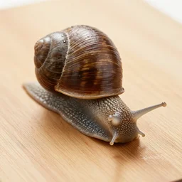 macro dslr shot of a snail on a cutting board, photo
