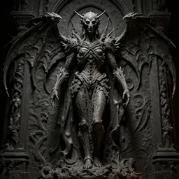gothic sculpture, necronom iv, style of giger, deep texture, amazing background, intense detail, hyperealism, 3 d 4 k