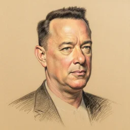 colored chalk preliminary drawing of tom hanks, by study donato giancola, michelangelo, frank frazetta, peter paul rebens, toned paper