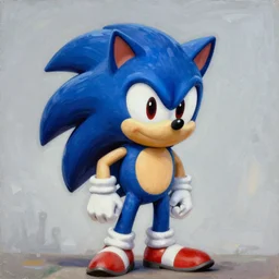 a distorted, surrealist painting of classic Sonic the Hedgehog in the style of Salvador Dali, 1991